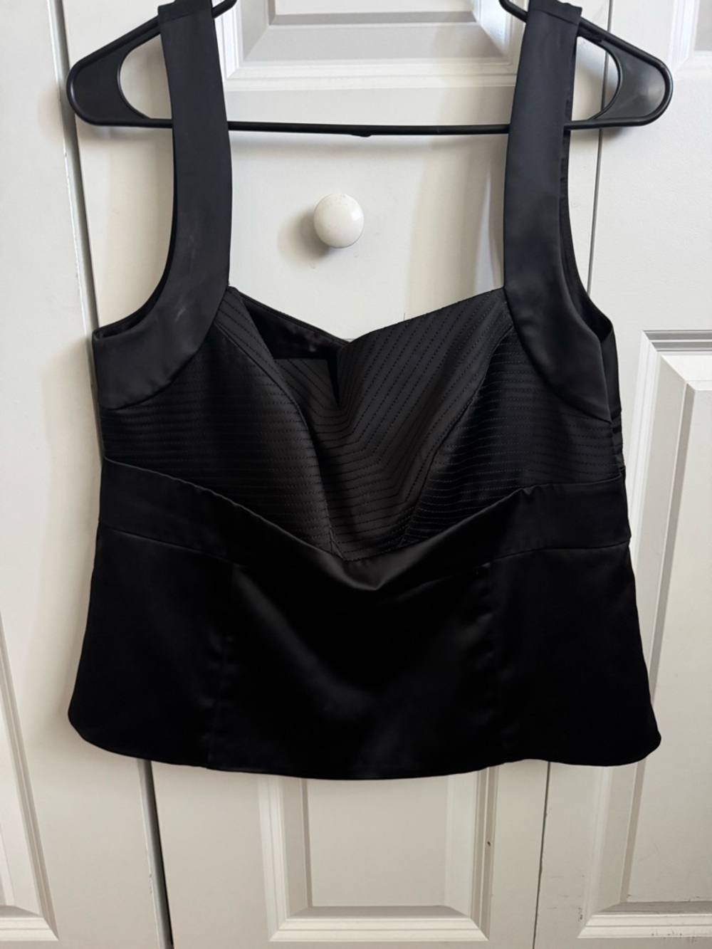 White House Black Market Black Satin Bustier Top